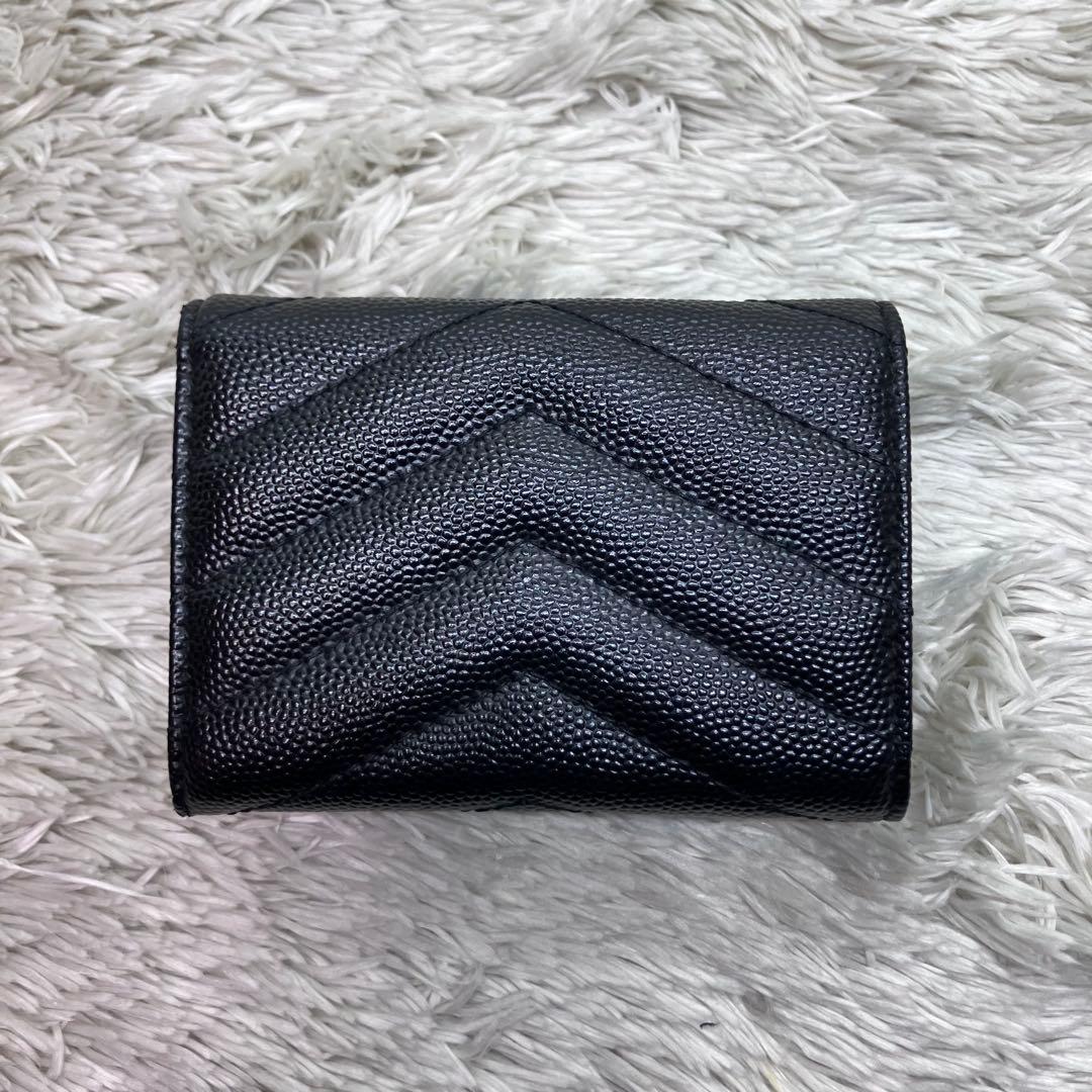 箱付き極美品✨ サンローラン 三つ折り財布 カサンドラ キャビアスキンYSL