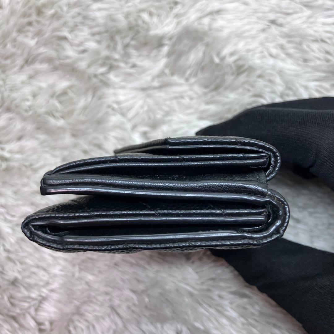 箱付き極美品✨ サンローラン 三つ折り財布 カサンドラ キャビアスキンYSL