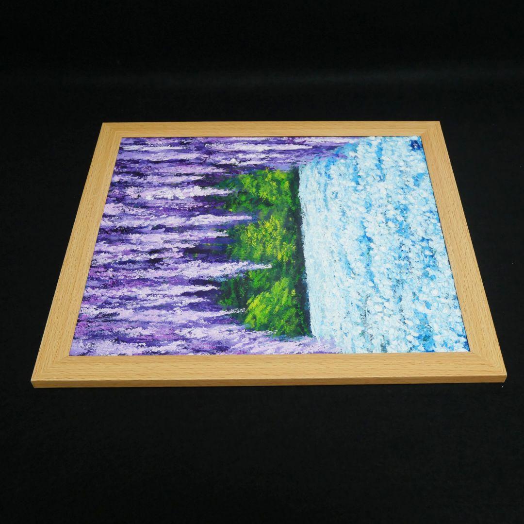 油絵 油彩 油彩画 絵 絵画【ネモフィラと藤の花】