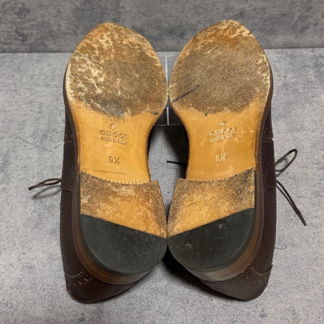 未使用級　グッチ　ドレスシューズ　シェリーライン　シボ革　ブラウン　2126