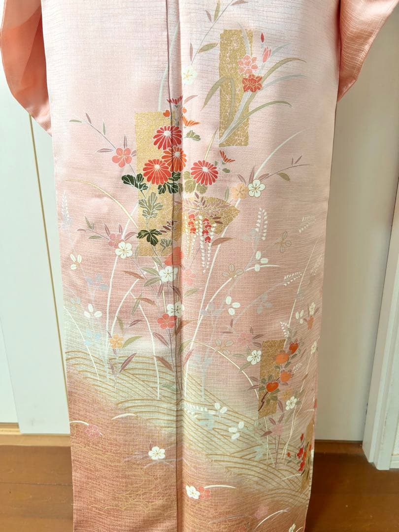 美品　しつけ糸付き　トールサイズ　裄丈長め　正絹訪問着　フルセット4点　入学式