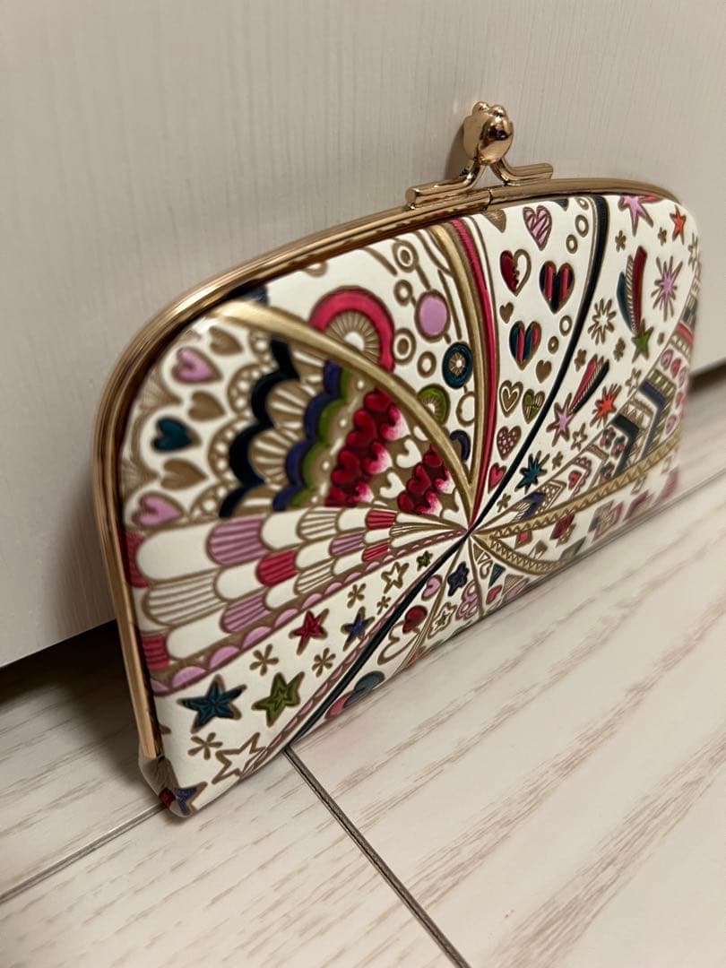 値下げ　新品未使用　文庫屋大関♡ハートや星　カラフル模様のがま口