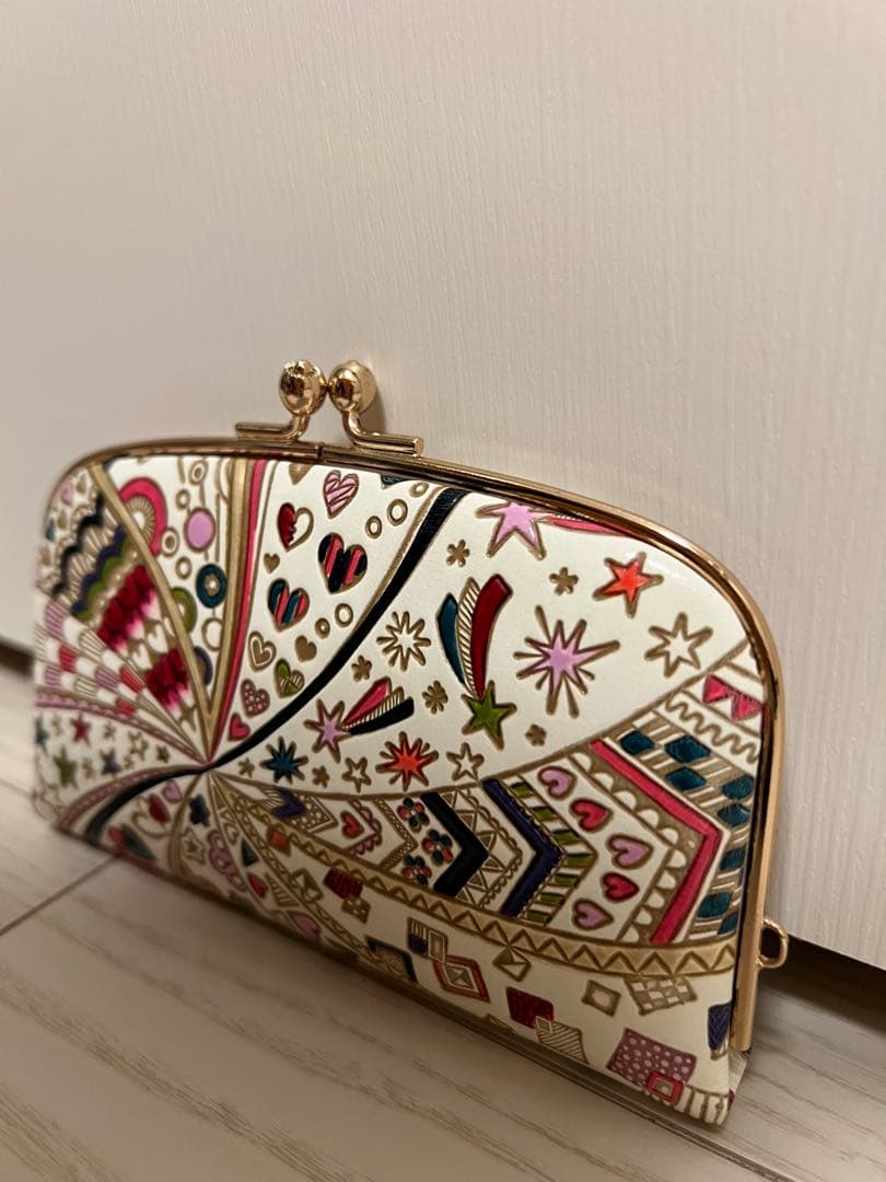 値下げ　新品未使用　文庫屋大関♡ハートや星　カラフル模様のがま口