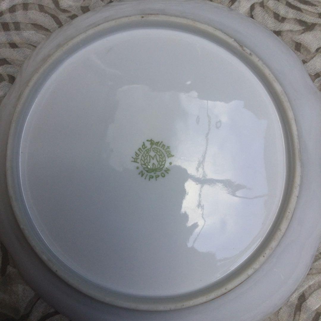 オールドノリタケ　風景画デザインの取手付き陶磁器皿