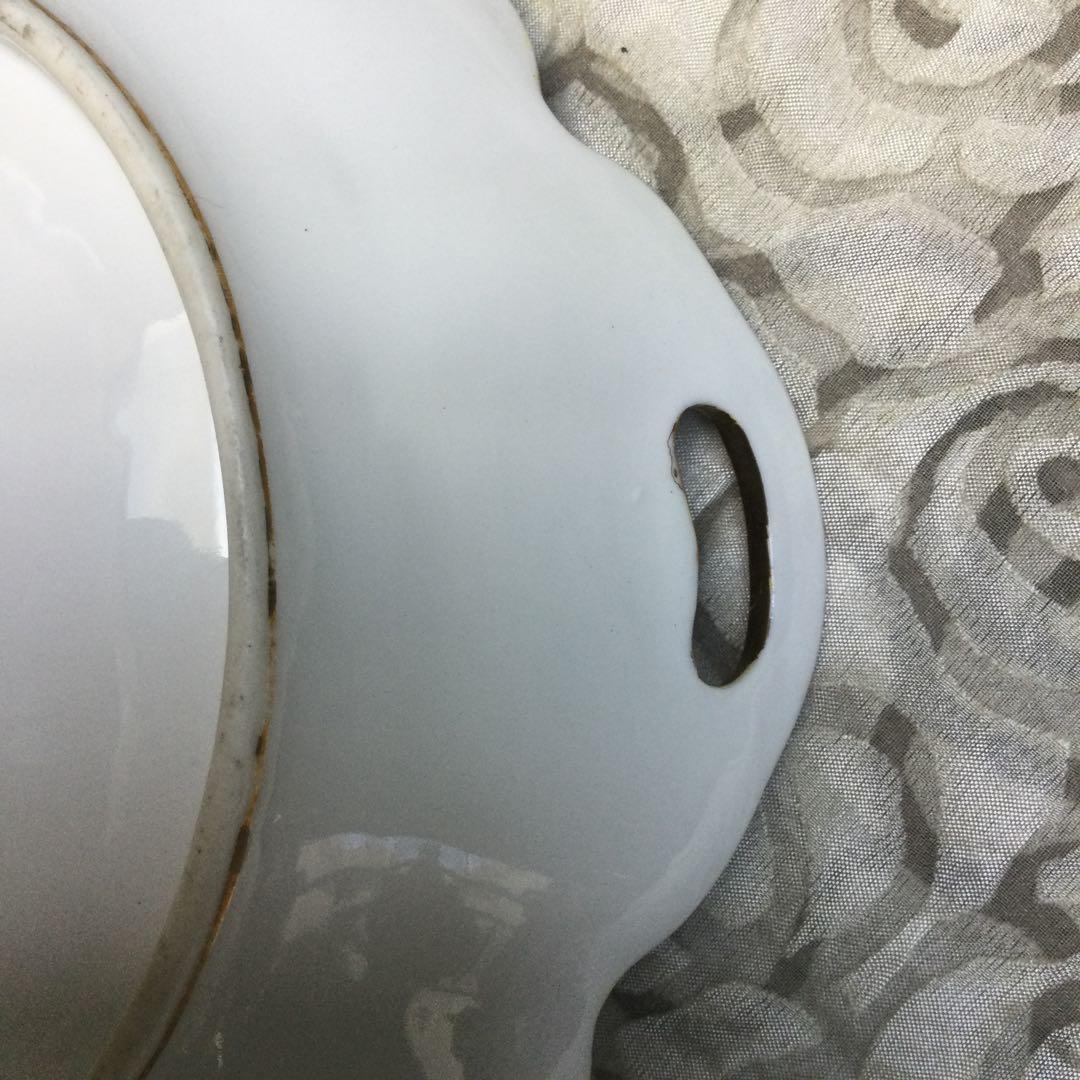 オールドノリタケ　風景画デザインの取手付き陶磁器皿