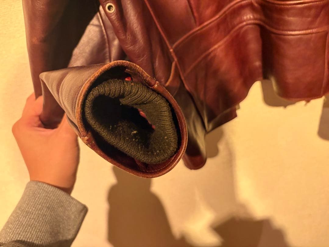 アートグレンヒル ブラウン 肉厚 カウレザー シングルライダース L サイズ