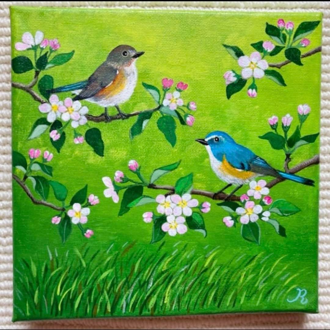 ご依頼品2点、風景画、アクリル画、原画 　　「朝日を浴びる富士山と茶畑」他