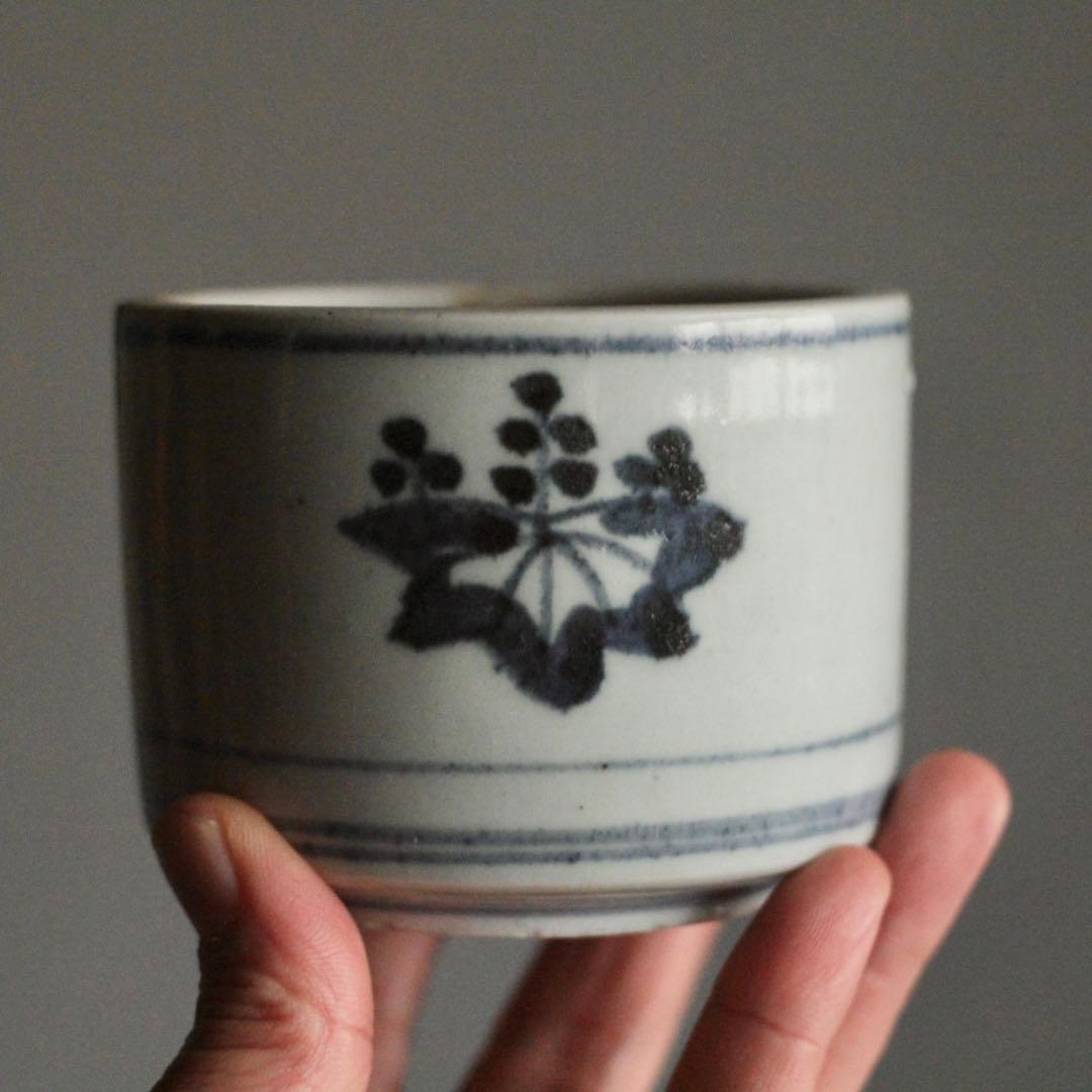 古伊万里 染付 五三の桐文様 筒茶碗 火入れ 古美術 古道具 アンティーク