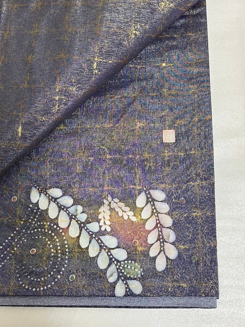 作家物 袋帯 辻が花 絞り 深紫×金彩 太鼓柄の上質な一本