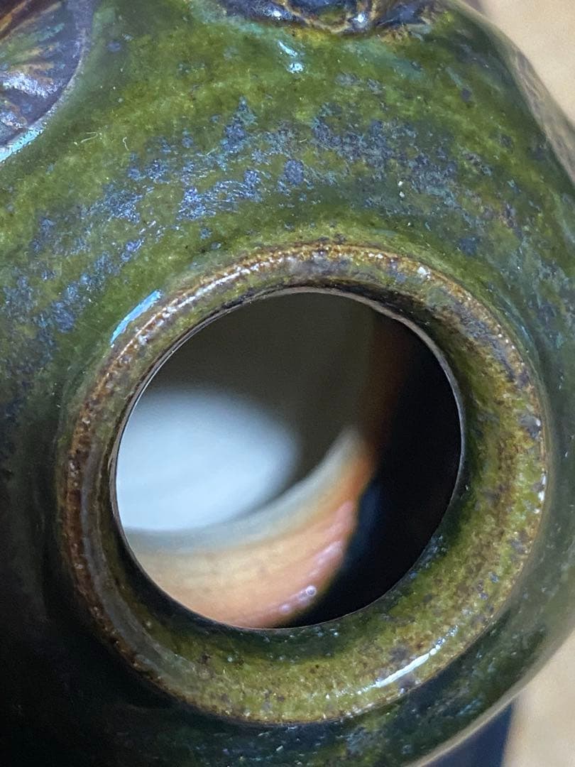 ♦織部焼 江戸時代後期〜 馬の目皿文 平仄 灯り 灯明 灯火器 携帯用灯り骨董品