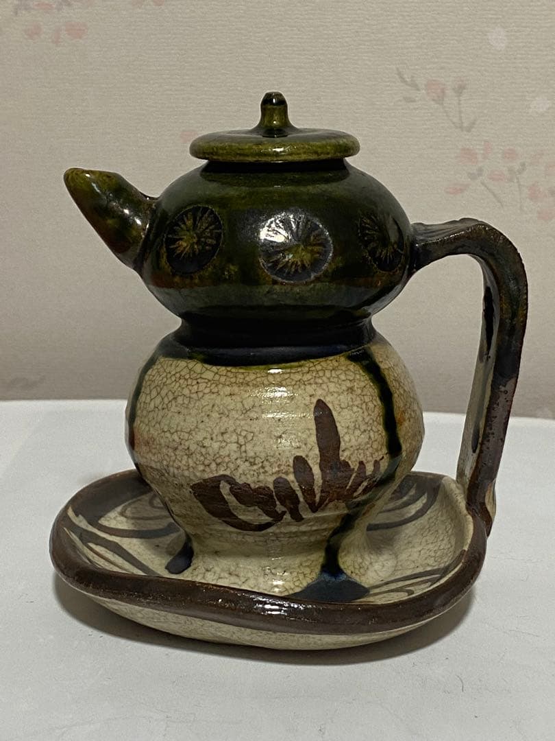 ♦織部焼 江戸時代後期〜 馬の目皿文 平仄 灯り 灯明 灯火器 携帯用灯り骨董品