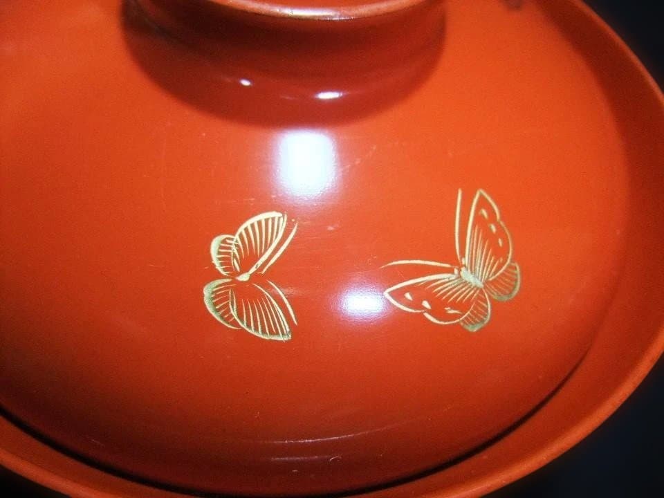 吸い物椀 金蒔絵 蝶 チョウ 花文 明治期 五客骨董 時代物 逸品 美品