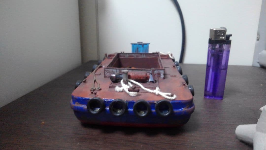 【ワンオフ】HO　完成品　艀　はしけ　バージ　船　ストラクチャー　サルベージ