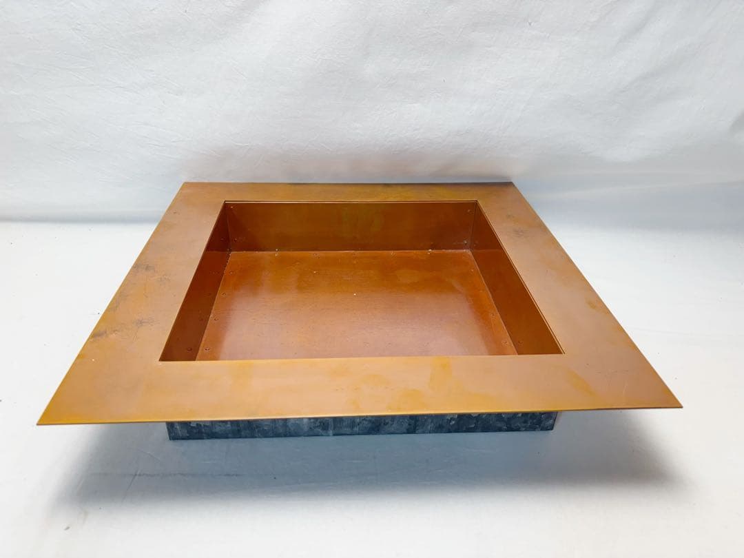 茶道具 銅製 浅型 炉壇 炉縁 2点セット 茶道 囲炉裏 煎茶道具 置炉 紙箱