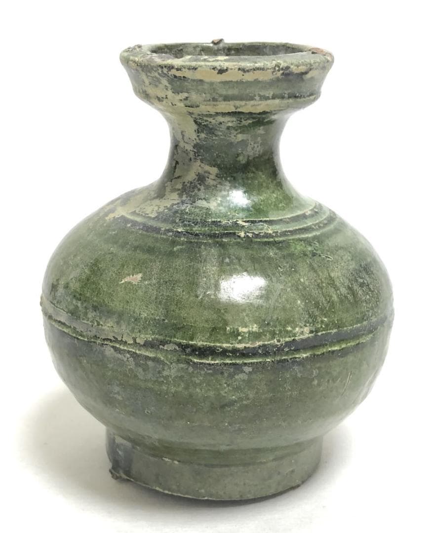 中国・後漢時代 1世紀 漢緑釉 緑釉壷 伝世品焼物 保証 ウブ品 WWTT205