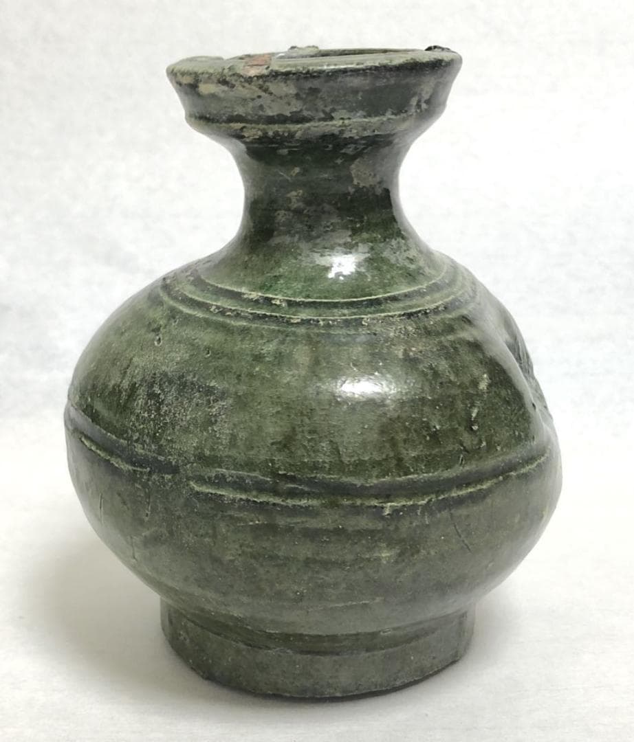 中国・後漢時代 1世紀 漢緑釉 緑釉壷 伝世品焼物 保証 ウブ品 WWTT205