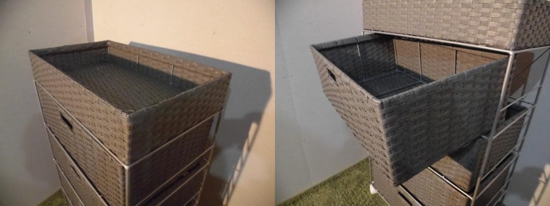 【全国一律送料無料・新品】ラタン風★サニタリー★ランドリーチェスト【グレー】