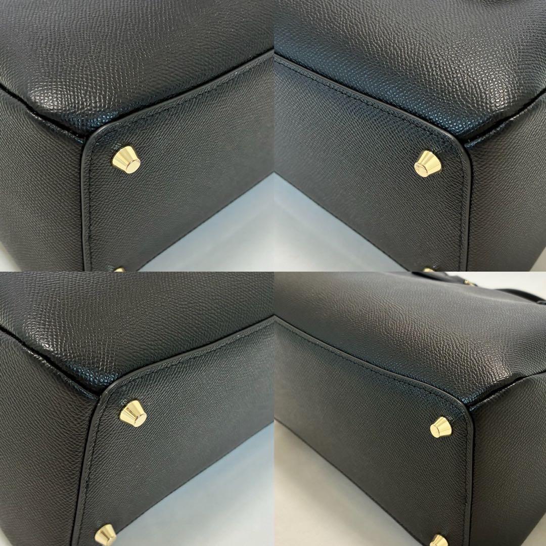 【未使用級/カード付】フルラ ミネルヴァ 2way ハンドバッグ レザー 黒