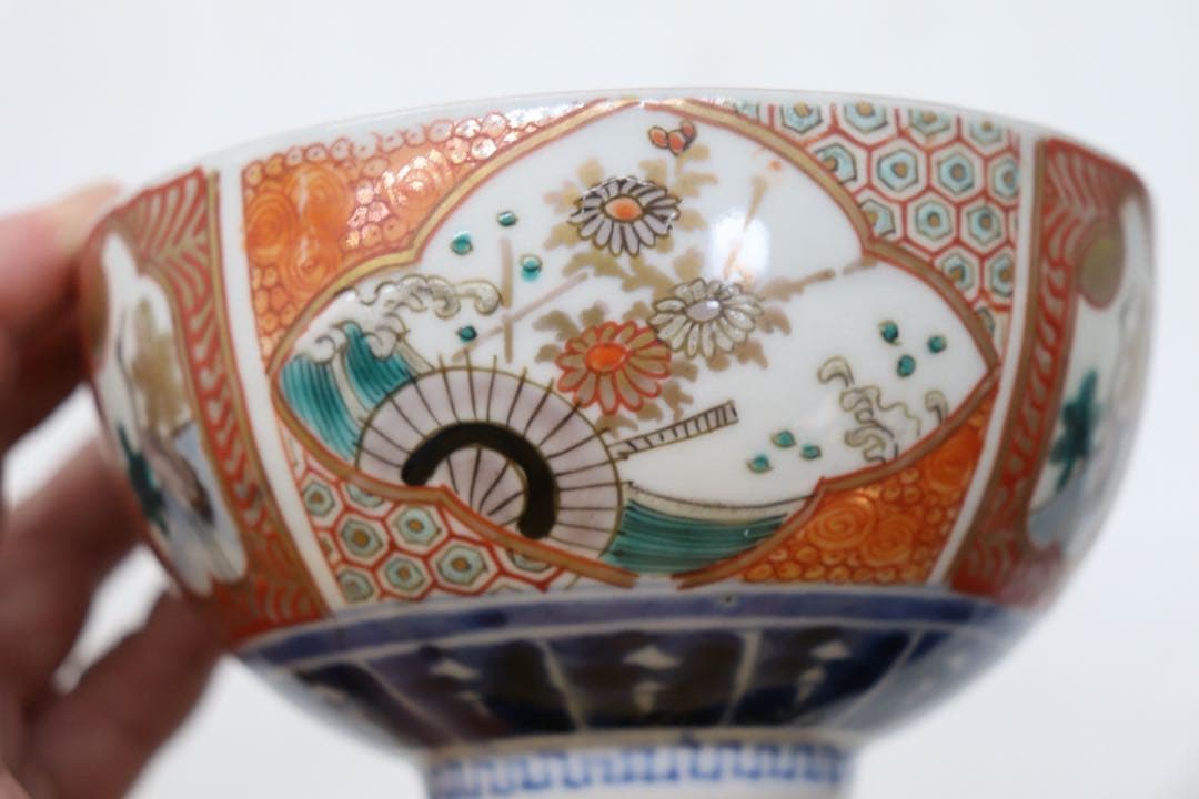 江戸　伊万里錦絵　蓋茶碗5点① アンティーク　送料込み251112