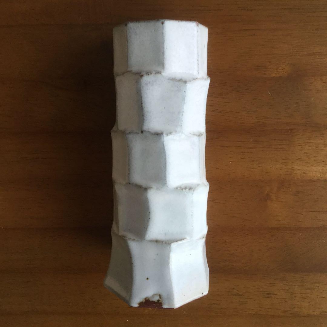 陶芸家 中野純（なかのじゅん） 櫟（クヌギ）灰釉面取花入・五段