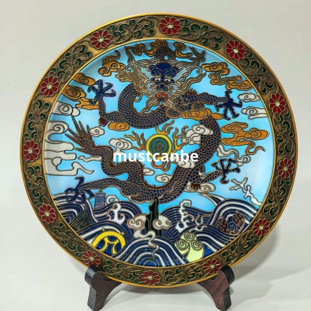 銅制 飛竜天琅彩竜盤 客間 玄関 開運 風水 工芸品 置物