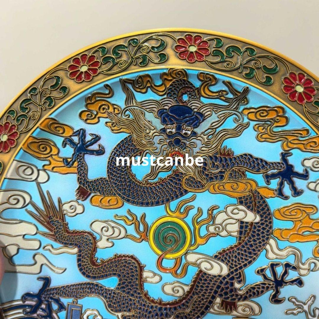 銅制 飛竜天琅彩竜盤 客間 玄関 開運 風水 工芸品 置物
