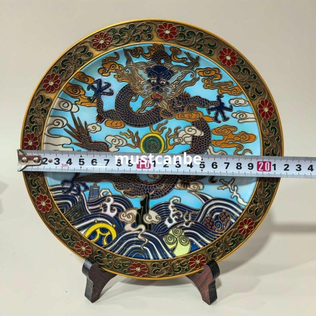 銅制 飛竜天琅彩竜盤 客間 玄関 開運 風水 工芸品 置物