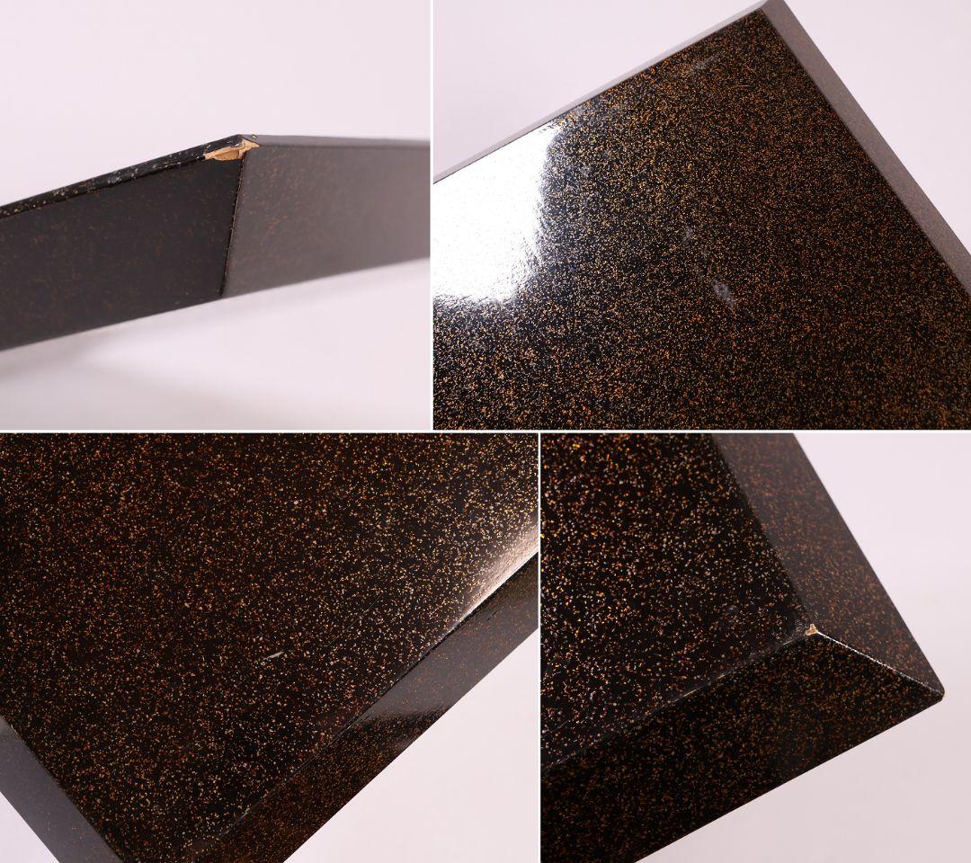 【MB45】時代 梨地吸物膳 十客 月と草花蒔絵 秋草 四方膳 卓上 折敷 木製