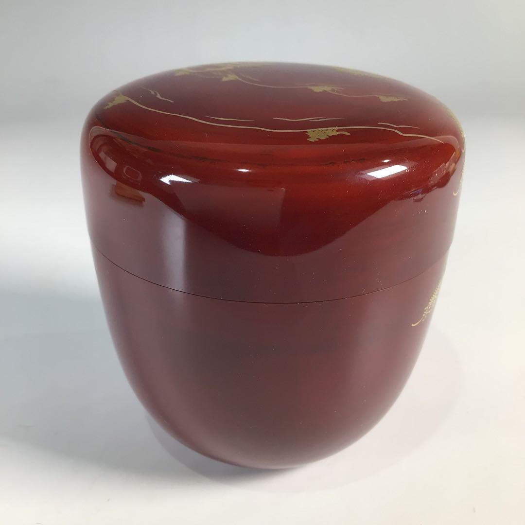 Ｎ５１９　棗　『塗師　哲山作』『溜塗』『遠山蒔絵』『中棗』　共箱　茶道具