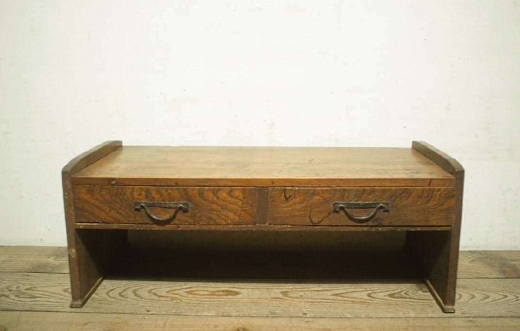 1068 アンティーク　栗の文机　ローテーブル　座卓　帳場机　陳列台　レトロ