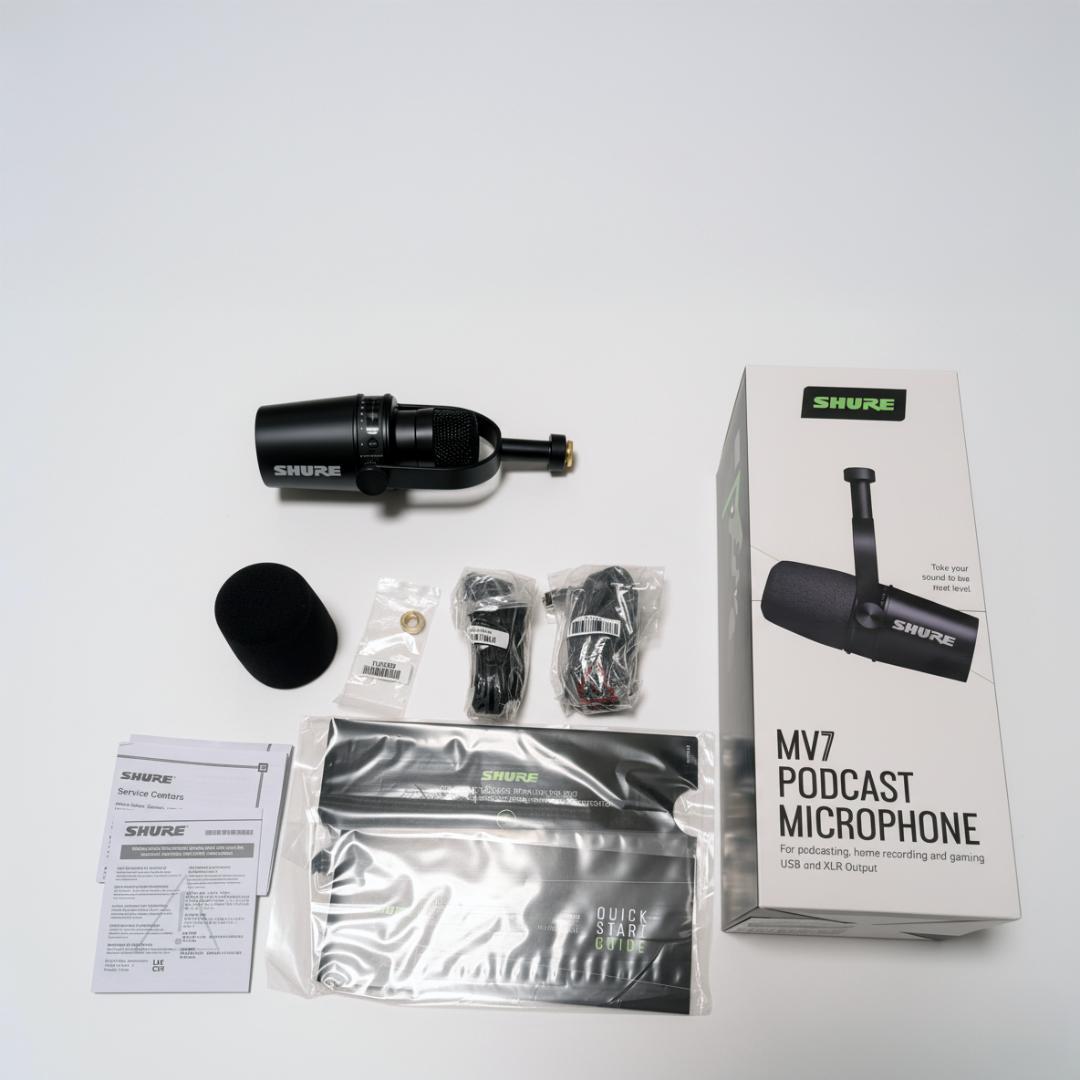 美品★SHURE MV7 マイクアーム/Lightningケーブル付