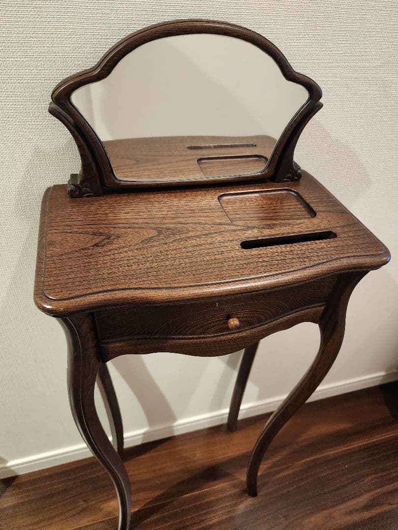 猫脚　アンティーク木製ドレッサー ミラー付き