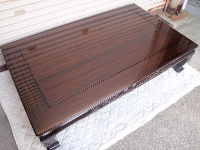 激安処分！新品 本物♪黒檀 無垢 5尺(150巾) 座敷机 唐木座卓 検/欅紫檀