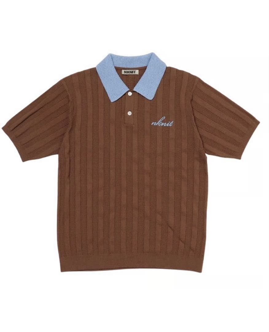 NKNIT（ンニット）　mix gauge logo KNIT shirts