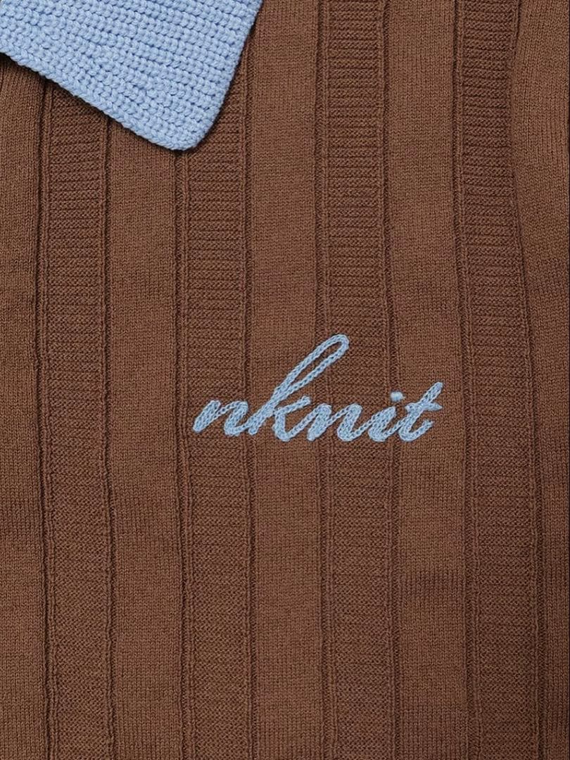 NKNIT（ンニット）　mix gauge logo KNIT shirts