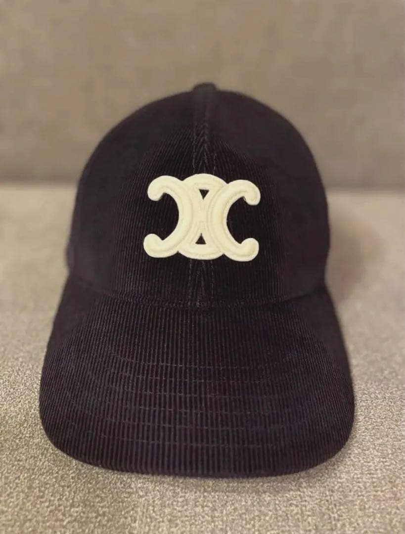 CELINE トリオンフ コーデュロイ ベースボールキャップ ネイビー