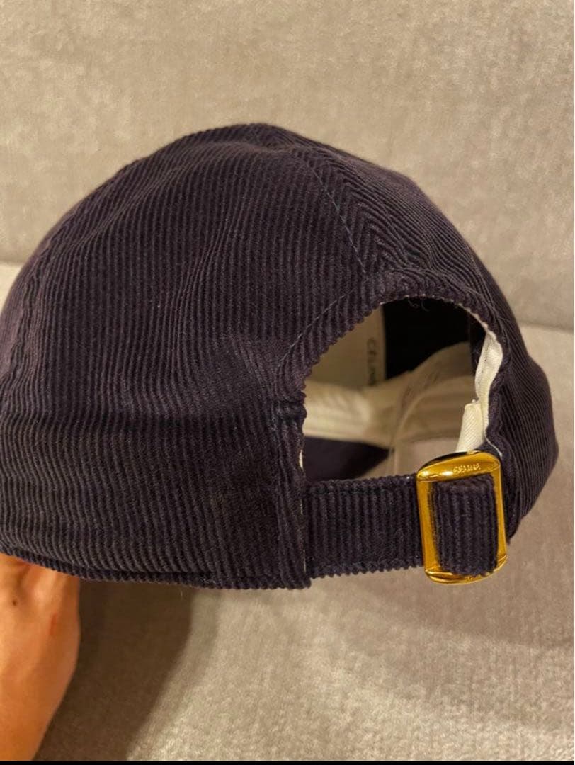 CELINE トリオンフ コーデュロイ ベースボールキャップ ネイビー