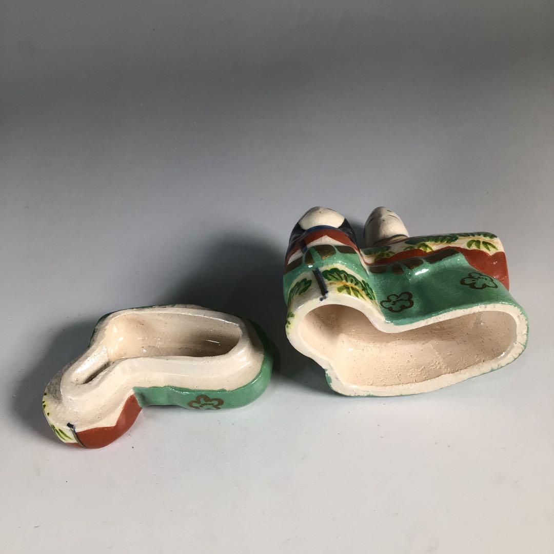 Ｎ３７２　香合　『桂窯　伊東桂楽造』『金彩色絵』『立雛香合』　共箱　茶道具