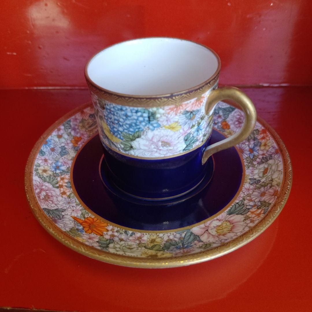 明治時代　京薩摩　錦光山　デミタスカップ　ソーサー　1客　里帰り