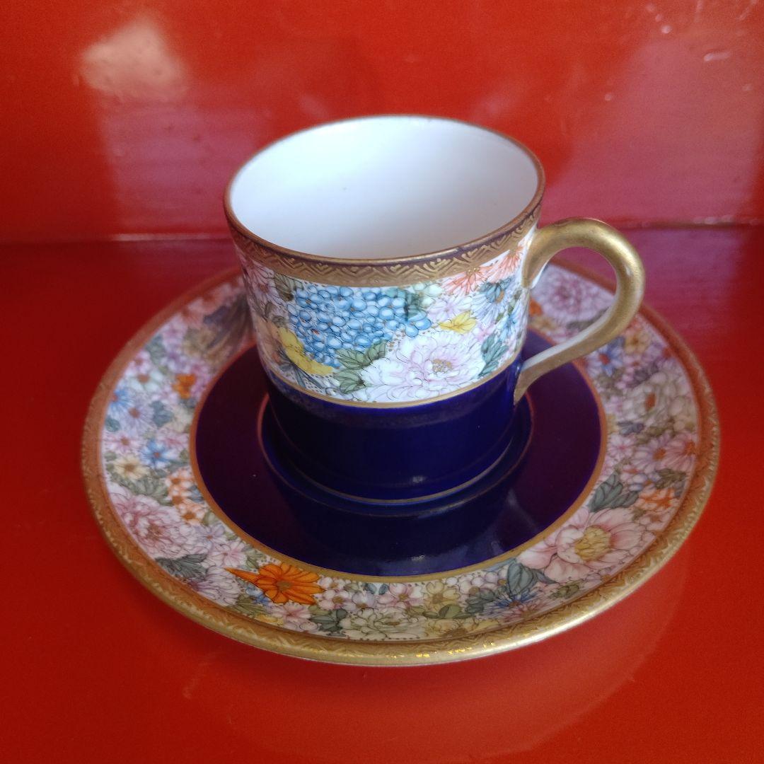 明治時代　京薩摩　錦光山　デミタスカップ　ソーサー　1客　里帰り