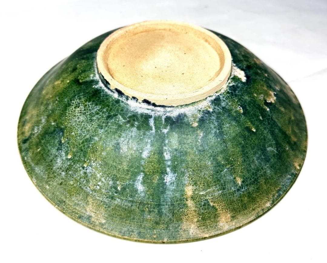 遼時代 遼三彩刻花鳥紋盤 中国古玩 唐物 歴史有る年代物 入手困難WWTT146