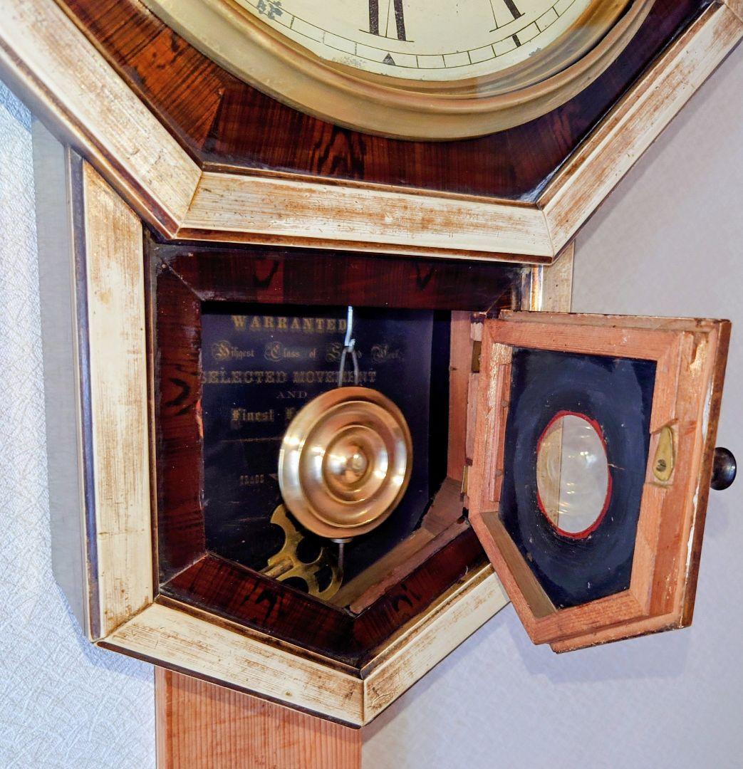 〈完動・美品〉渋谷時計製造所×WATERBURY　平金八角合長ゼンマイ振り子時計