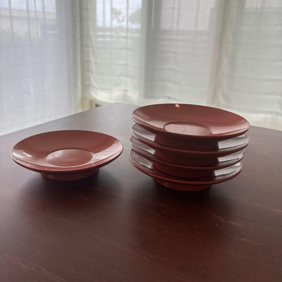 朱色の茶托 5枚セット
