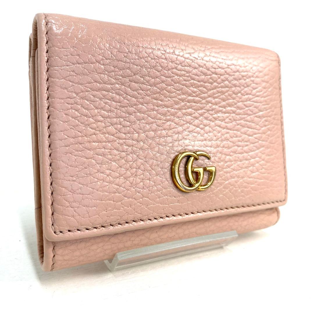 【極美品✨️】GUCCI マーモントシボ革 三つ折財布 ダブルホック