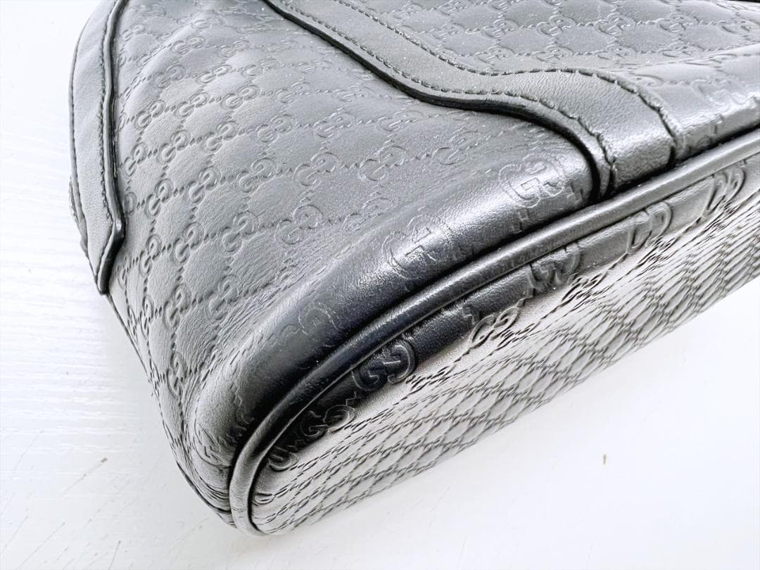 GUCCI　グッチ　マクロシマ　エンボス　ハンドバッグ　黒　449663