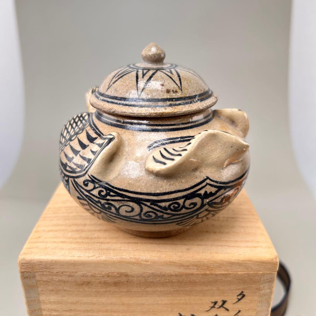 A065【タイ・骨董】宋胡録（スンコロク）鉄絵 小壺（1301年~1600年）