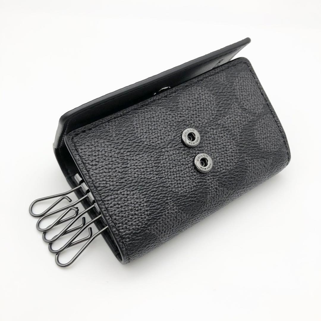 COACH ★大人気★ 5リング キーケース シグネチャー チャコール 新品
