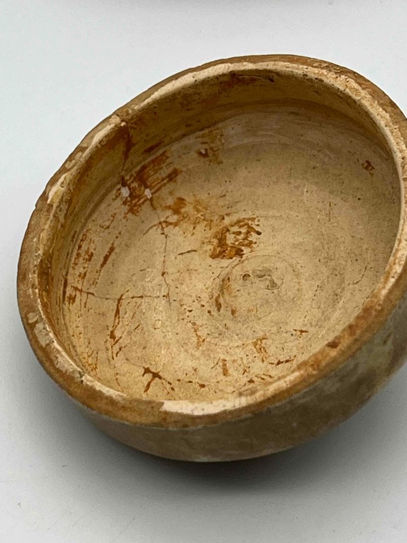 唐時代　青磁 相州窯 點彩 飛斑　香盒 粉盒 茶入　茶道具　唐物(F-84)