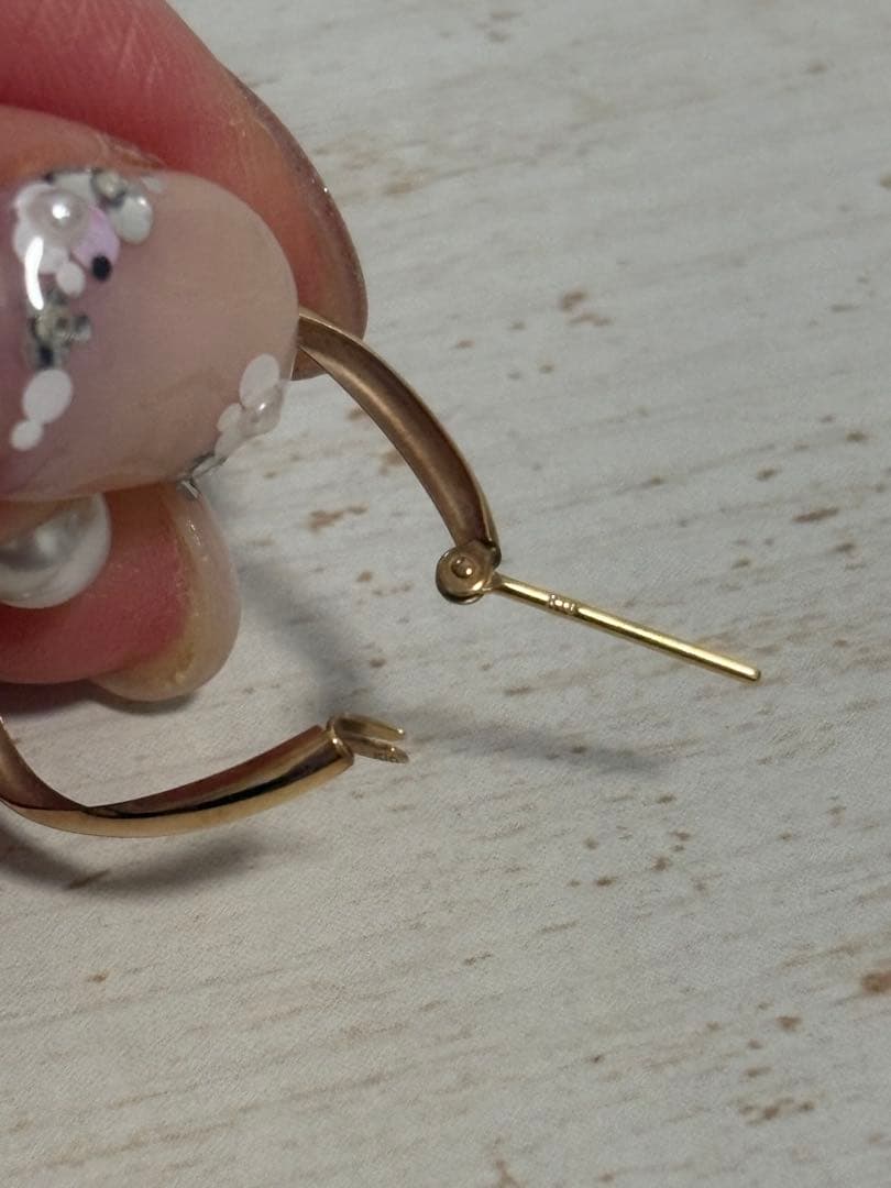 mi8k10ゴールドフープピアス アコヤ真珠付き