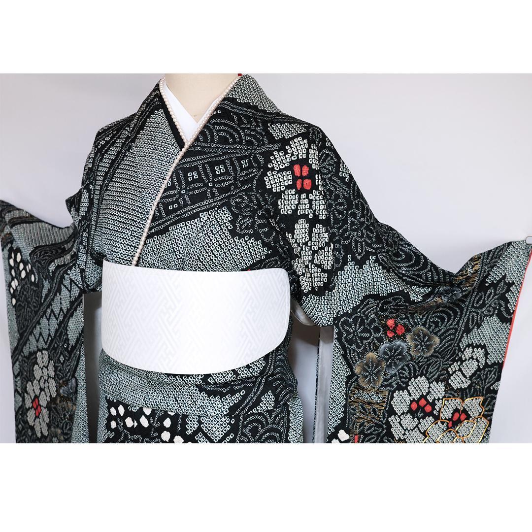 人気総絞り！振袖6点セット■丈168.5cm帯新品帯締めフルセット成人式NI27